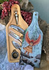 Hawk Woman Wine Accessory Set and Glass Cutting Board
